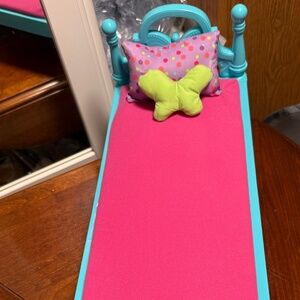 American Girl Bed with blanket and pillows